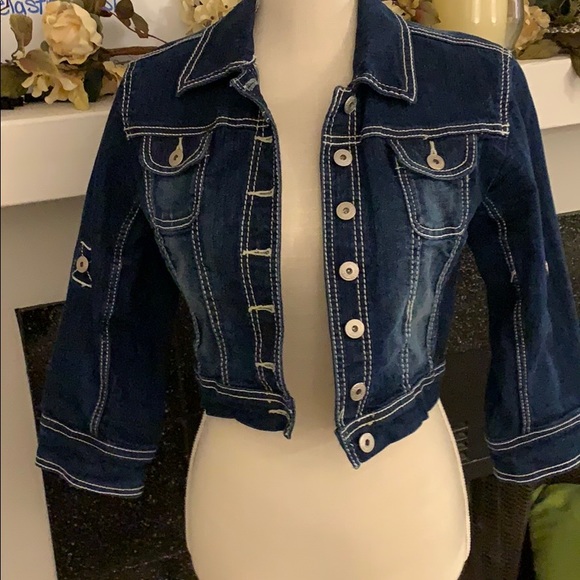 Blue denim crop jean jacket - Picture 5 of 8